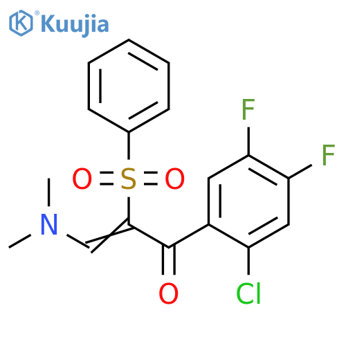 (2Z)-2-(benzenesulfonyl)-1-(2-chloro-4,5-difluorophenyl)-3-(dimethylamino)prop-2-en-1-one structure
