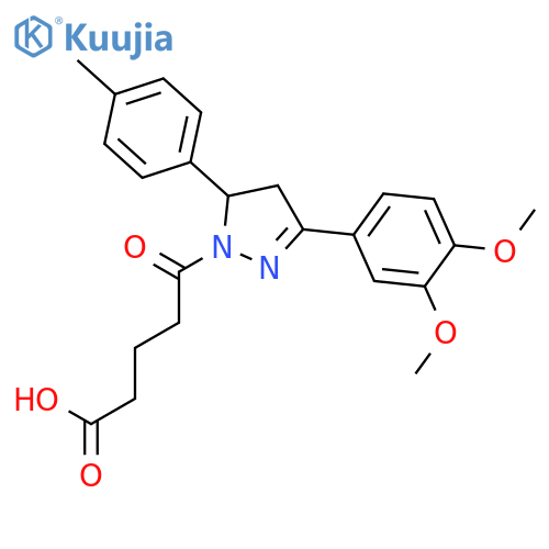 5-3-(3,4-dimethoxyphenyl)-5-(4-methylphenyl)-4,5-dihydro-1H-pyrazol-1-yl-5-oxopentanoic acid structure