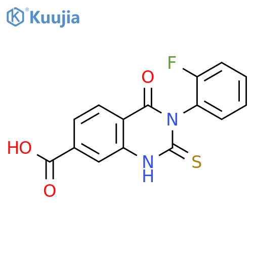 3-(2-fluorophenyl)-4-oxo-2-sulfanyl-3,4-dihydroquinazoline-7-carboxylic acid structure