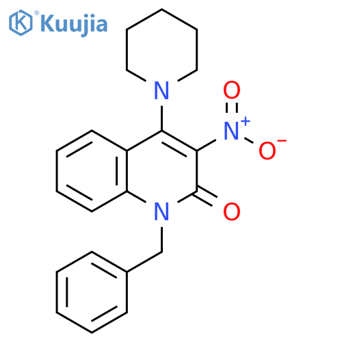 1-benzyl-3-nitro-4-(piperidin-1-yl)-1,2-dihydroquinolin-2-one structure