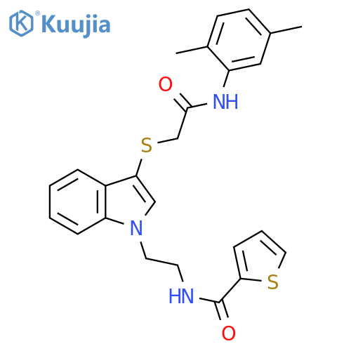 N-{2-3-({(2,5-dimethylphenyl)carbamoylmethyl}sulfanyl)-1H-indol-1-ylethyl}thiophene-2-carboxamide structure