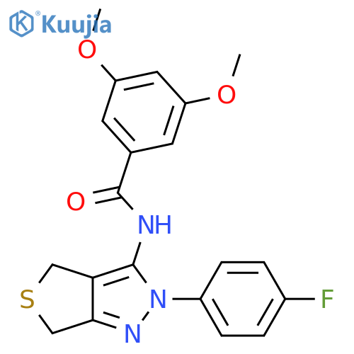 N-2-(4-fluorophenyl)-2H,4H,6H-thieno3,4-cpyrazol-3-yl-3,5-dimethoxybenzamide structure