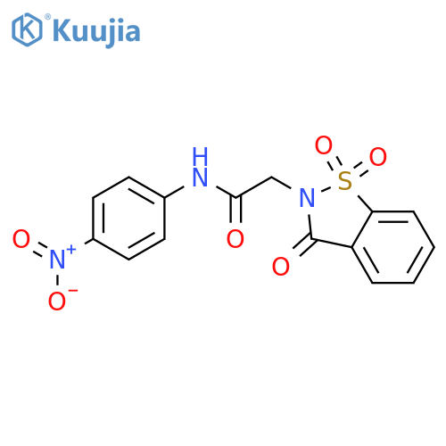 N-(4-nitrophenyl)-2-(1,1,3-trioxo-2,3-dihydro-1lambda6,2-benzothiazol-2-yl)acetamide structure