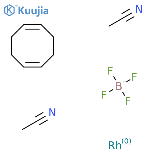 Bis(acetonitrile)(1,5-cyclooctadiene)rhodium(I)tetrafluoroborate structure