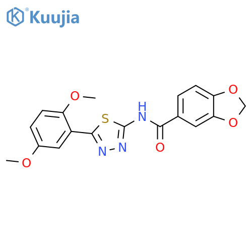 N-5-(2,5-dimethoxyphenyl)-1,3,4-thiadiazol-2-yl-2H-1,3-benzodioxole-5-carboxamide structure