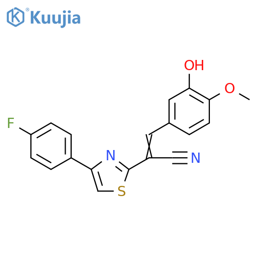 (2Z)-2-4-(4-fluorophenyl)-1,3-thiazol-2-yl-3-(3-hydroxy-4-methoxyphenyl)prop-2-enenitrile structure