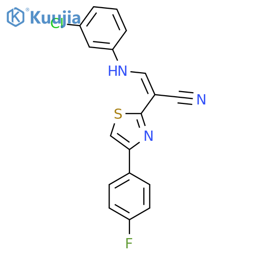 (2Z)-3-(3-chlorophenyl)amino-2-4-(4-fluorophenyl)-1,3-thiazol-2-ylprop-2-enenitrile structure