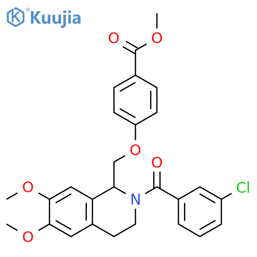 methyl 4-{2-(3-chlorobenzoyl)-6,7-dimethoxy-1,2,3,4-tetrahydroisoquinolin-1-ylmethoxy}benzoate structure