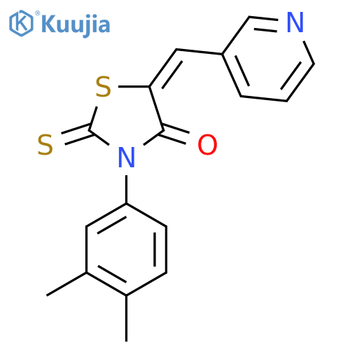 (5E)-3-(3,4-dimethylphenyl)-5-[(pyridin-3-yl)methylidene]-2-sulfanylidene-1,3-thiazolidin-4-one structure