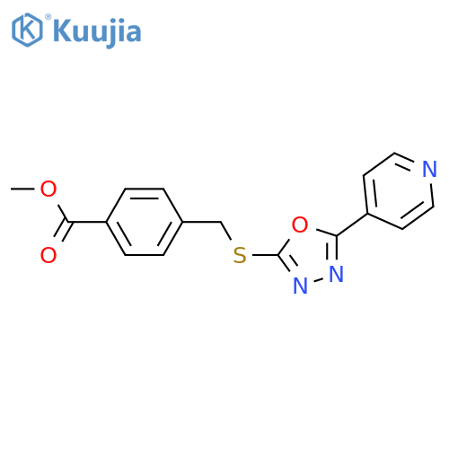 methyl 4-({5-(pyridin-4-yl)-1,3,4-oxadiazol-2-ylsulfanyl}methyl)benzoate structure