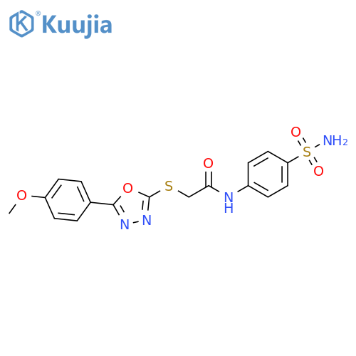 2-{[5-(4-methoxyphenyl)-1,3,4-oxadiazol-2-yl]sulfanyl}-N-(4-sulfamoylphenyl)acetamide structure