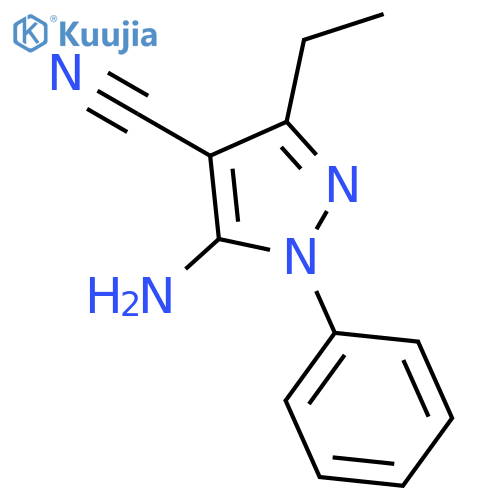 1H-Pyrazole-4-carbonitrile, 5-amino-3-ethyl-1-phenyl- structure