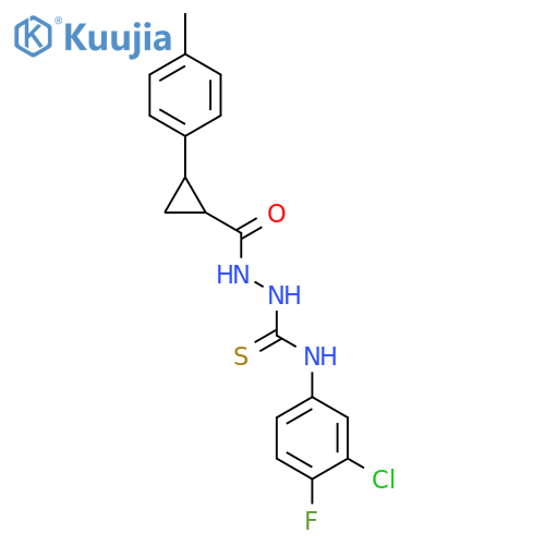 <br>N-(3-chloro-4-fluorophenyl)-2-{[2-(4-methylphenyl)cyclopropyl]carbonyl}hydr azinecarbothioamide structure