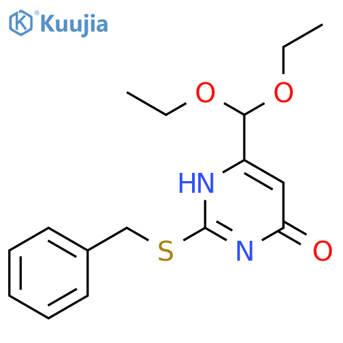 2-Benzylsulfanyl-6-diethoxymethyl-pyrimidin-4-ol structure