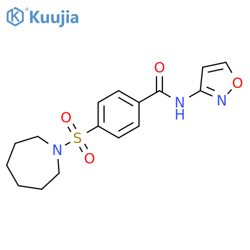 4-(azepane-1-sulfonyl)-N-(1,2-oxazol-3-yl)benzamide structure