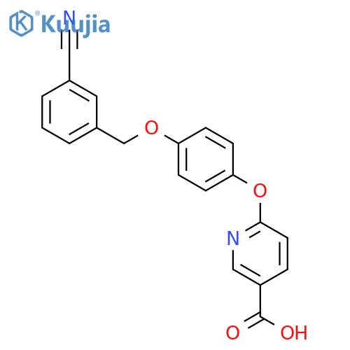 3-Pyridinecarboxylic acid, 6-[4-[(3-cyanophenyl)methoxy]phenoxy]- structure