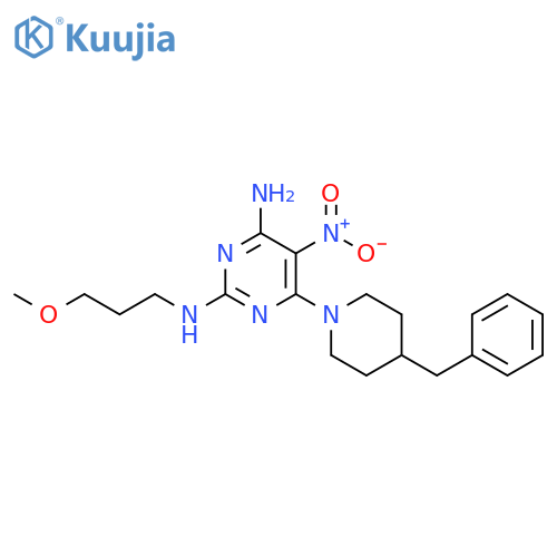 6-(4-benzylpiperidin-1-yl)-N2-(3-methoxypropyl)-5-nitropyrimidine-2,4-diamine structure