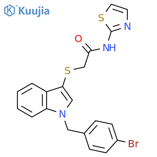 2-({1-(4-bromophenyl)methyl-1H-indol-3-yl}sulfanyl)-N-(1,3-thiazol-2-yl)acetamide structure