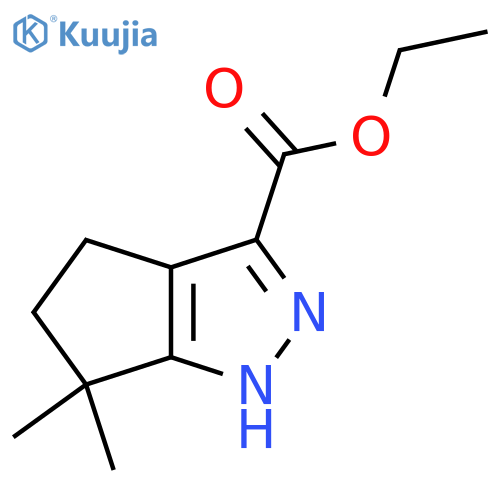 6,6-Dimethyl-1,4,5,6-tetrahydrocyclopentapyrazole-3-carboxylic acid ethyl ester structure