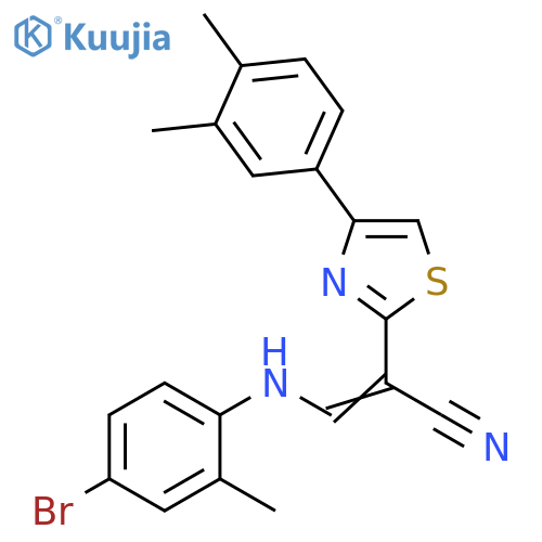 (2Z)-3-[(4-bromo-2-methylphenyl)amino]-2-[4-(3,4-dimethylphenyl)-1,3-thiazol-2-yl]prop-2-enenitrile structure