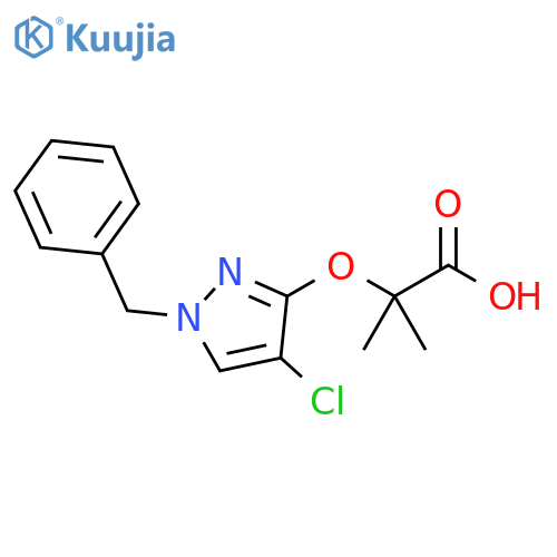 2-[(1-Benzyl-4-chloro-1H-pyrazol-3-yl)oxy]-2-methylpropanoic acid structure