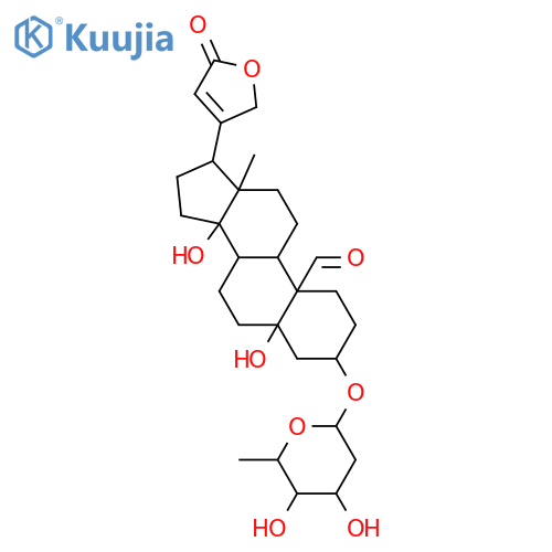 (3beta,5beta,14xi,17alpha)-3-[(2,6-dideoxy-alpha-D-ribo-hexopyranosyl)oxy]-5,14-dihydroxy-19-oxocard-20(22)-enolide structure