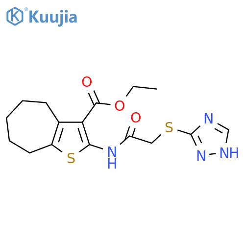 ethyl 2-2-(1H-1,2,4-triazol-3-ylsulfanyl)acetamido-4H,5H,6H,7H,8H-cycloheptabthiophene-3-carboxylate structure