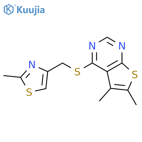4-({5,6-dimethylthieno2,3-dpyrimidin-4-yl}sulfanyl)methyl-2-methyl-1,3-thiazole structure
