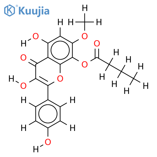 7-Me ether,8-O-butanoyl-3,4',5,7,8-Pentahydroxyflavone structure