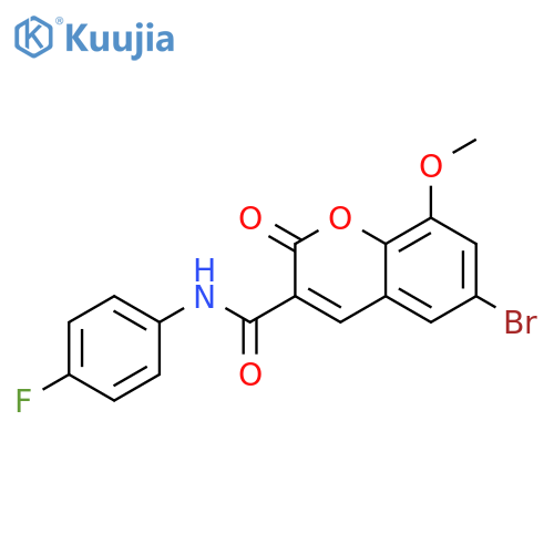 6-bromo-N-(4-fluorophenyl)-8-methoxy-2-oxo-2H-chromene-3-carboxamide structure