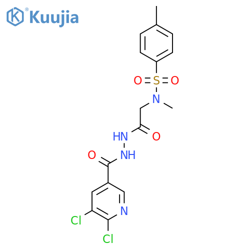 N-{[N'-(5,6-dichloropyridine-3-carbonyl)hydrazinecarbonyl]methyl}-N,4-dimethylbenzene-1-sulfonamide structure