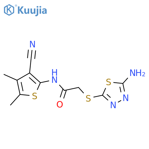 <br>2-(5-Amino-[1,3,4]thiadiazol-2-ylsulfanyl)-N-(3-cyano-4,5-dimethyl-thiophen -2-yl)-acetamide structure