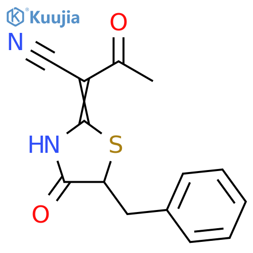 2-(2Z)-5-benzyl-4-oxo-1,3-thiazolidin-2-ylidene-3-oxobutanenitrile structure