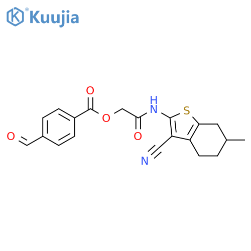 2-[(3-Cyano-4,5,6,7-tetrahydro-6-methylbenzo[b]thien-2-yl)amino]-2-oxoethyl 4-formylbenzoate structure