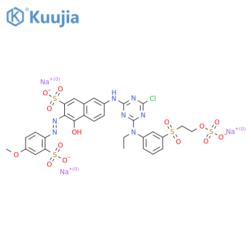 Trisodium;7-[[4-chloro-6-[N-ethyl-3-(2-sulfonatooxyethylsulfonyl)anilino]-1,3,5-triazin-2-yl]amino]-4-hydroxy-3-[(4-methoxy-2-sulfonatophenyl)diazenyl]naphthalene-2-sulfonate structure