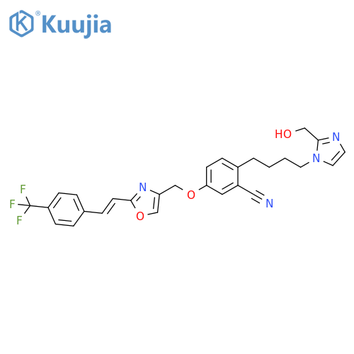 Benzonitrile,2-[4-[2-(hydroxymethyl)-1H-imidazol-1-yl]butyl]-5-[[2-[(1E)-2-[4-(trifluoromethyl)phenyl]ethenyl]-4-oxazolyl]methoxy]- structure