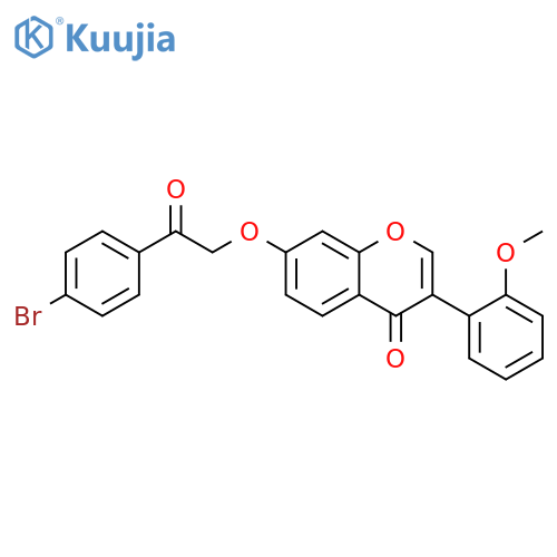 7-2-(4-bromophenyl)-2-oxoethoxy-3-(2-methoxyphenyl)-4H-chromen-4-one structure