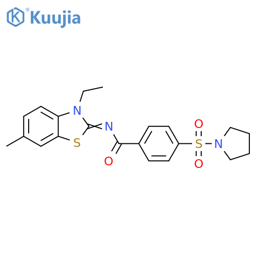 N-(2E)-3-ethyl-6-methyl-2,3-dihydro-1,3-benzothiazol-2-ylidene-4-(pyrrolidine-1-sulfonyl)benzamide structure