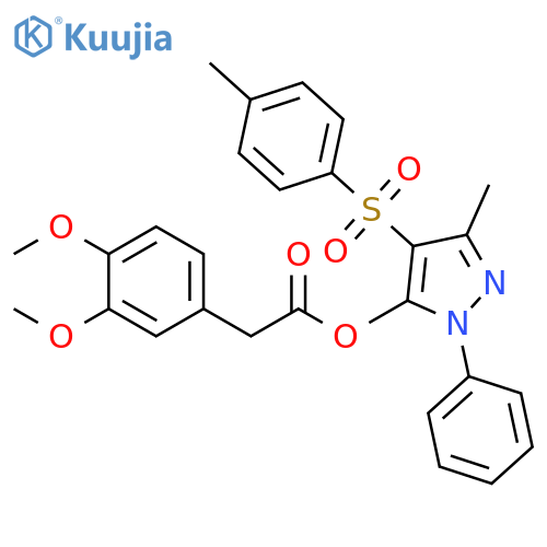 3-methyl-4-(4-methylbenzenesulfonyl)-1-phenyl-1H-pyrazol-5-yl 2-(3,4-dimethoxyphenyl)acetate structure