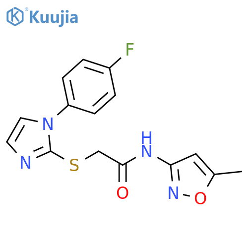 2-{1-(4-fluorophenyl)-1H-imidazol-2-ylsulfanyl}-N-(5-methyl-1,2-oxazol-3-yl)acetamide structure
