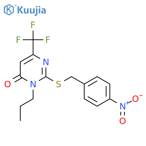 2-{[(4-nitrophenyl)methyl]sulfanyl}-3-propyl-6-(trifluoromethyl)-3,4-dihydropyrimidin-4-one structure