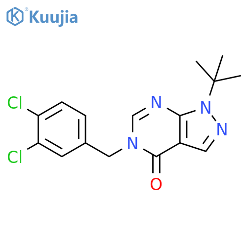 1-tert-butyl-5-(3,4-dichlorophenyl)methyl-1H,4H,5H-pyrazolo3,4-dpyrimidin-4-one structure