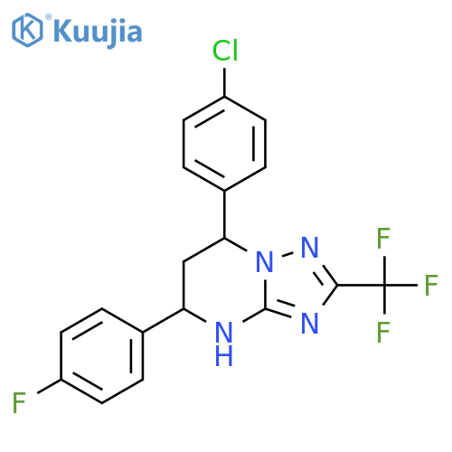 7-(4-chlorophenyl)-5-(4-fluorophenyl)-2-(trifluoromethyl)-4H,5H,6H,7H-1,2,4triazolo1,5-apyrimidine structure