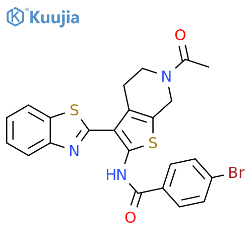N-6-acetyl-3-(1,3-benzothiazol-2-yl)-4H,5H,6H,7H-thieno2,3-cpyridin-2-yl-4-bromobenzamide structure
