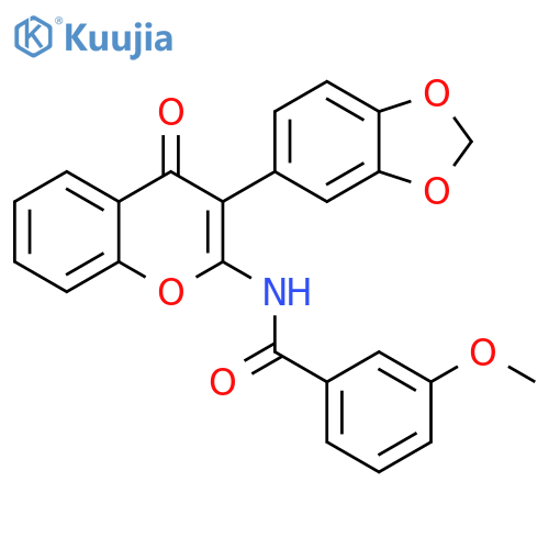 N-3-(2H-1,3-benzodioxol-5-yl)-4-oxo-4H-chromen-2-yl-3-methoxybenzamide structure