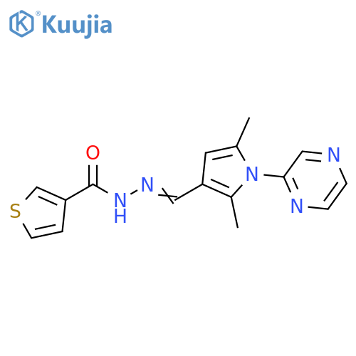 N'-[(1E)-[2,5-dimethyl-1-(pyrazin-2-yl)-1H-pyrrol-3-yl]methylidene]thiophene-3-carbohydrazide structure
