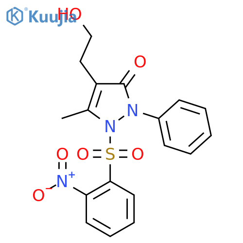 4-(2-Hydroxyethyl)-5-methyl-1-[(2-nitrophenyl)sulfonyl]-2-phenyl-1,2-dihydro-3H-pyrazol-3-one structure
