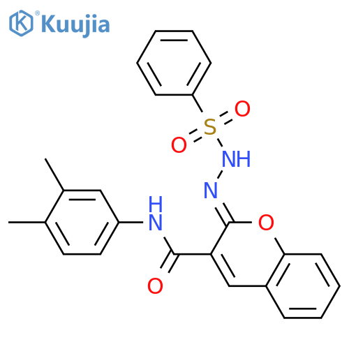 (2Z)-2-(benzenesulfonamidoimino)-N-(3,4-dimethylphenyl)-2H-chromene-3-carboxamide structure