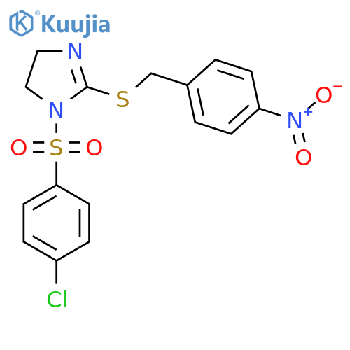 1-(4-chlorobenzenesulfonyl)-2-{(4-nitrophenyl)methylsulfanyl}-4,5-dihydro-1H-imidazole structure