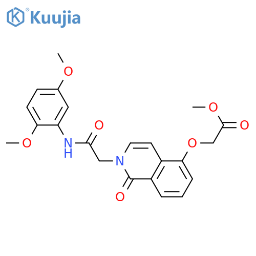 methyl 2-(2-{(2,5-dimethoxyphenyl)carbamoylmethyl}-1-oxo-1,2-dihydroisoquinolin-5-yl)oxyacetate structure
